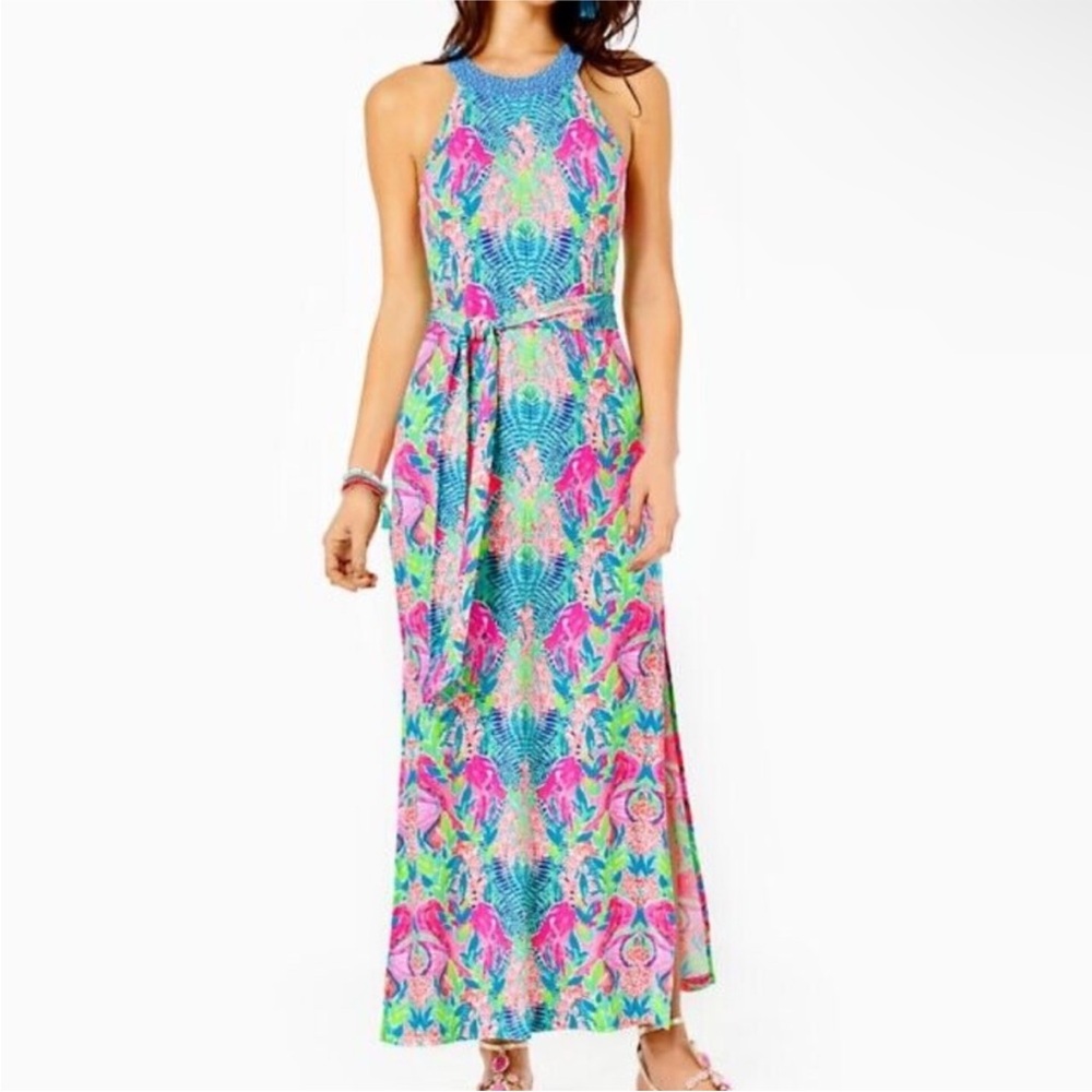 Lilly Pulitzer Monterrey Maxi Knit Dress Multi Reeflections Tropical Blue/Pink M - Picture 3 of 14